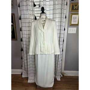 Vintage 1990s Danny & Nicole Cream Suit with Skirt Size 10